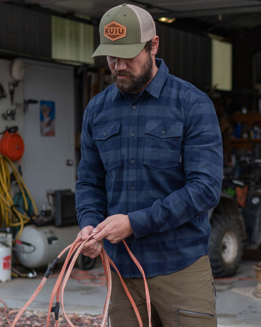 Outlet Field Flannel Shirt | Steel Blue Buffalo Check