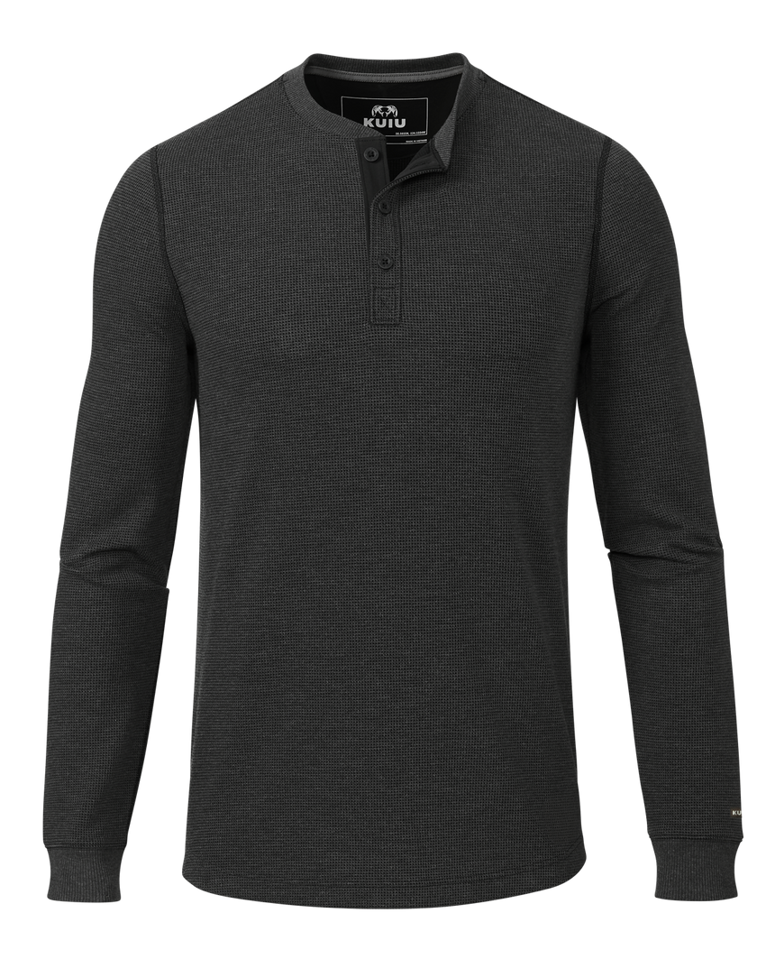 Canyon Waffle Henley | Black Heather