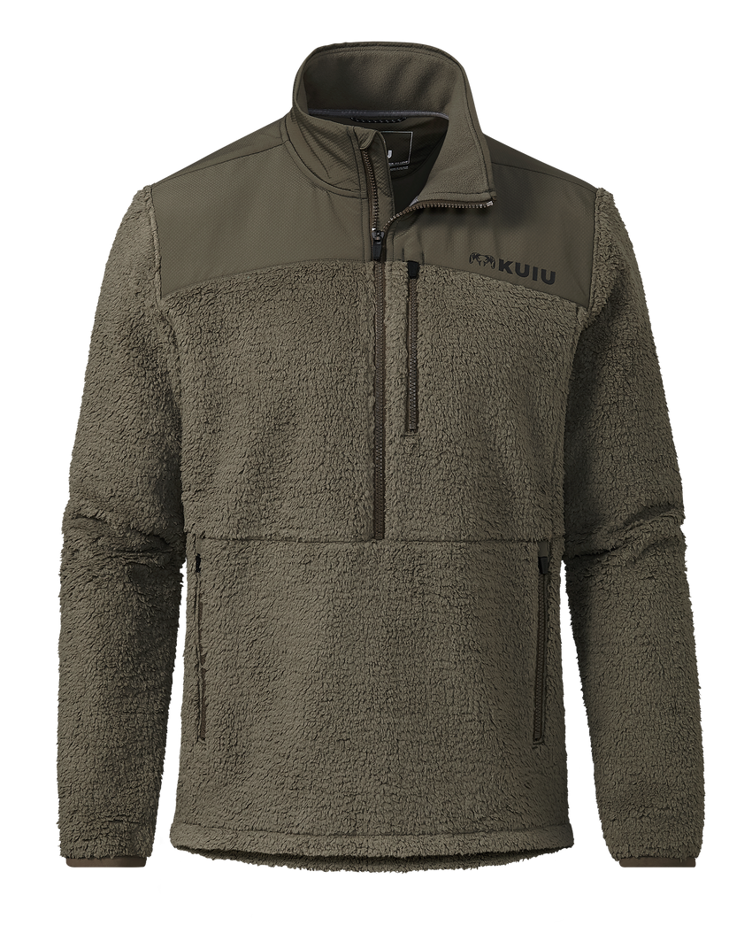 Sherpa Fleece Zip Pullover | Ash