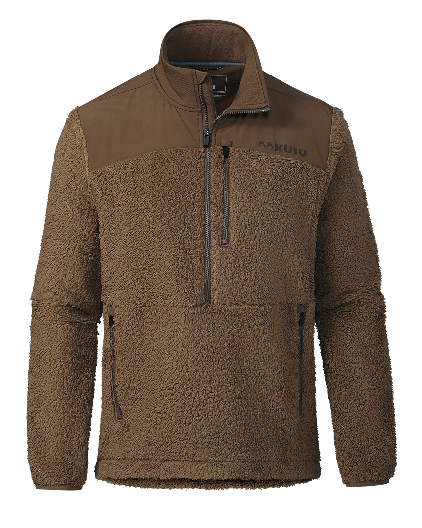 Sherpa Fleece Zip Pullover | Grizzly