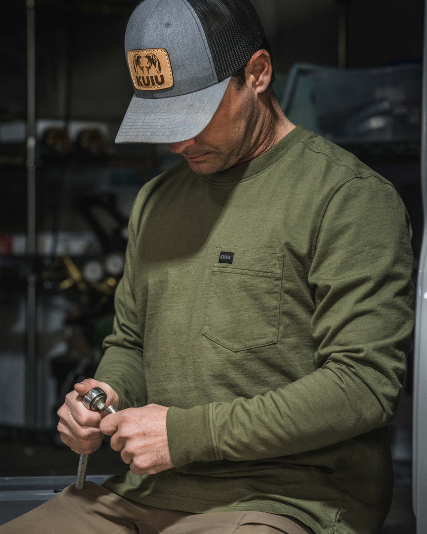 Workgrade LS Pocket Crew | Evergreen