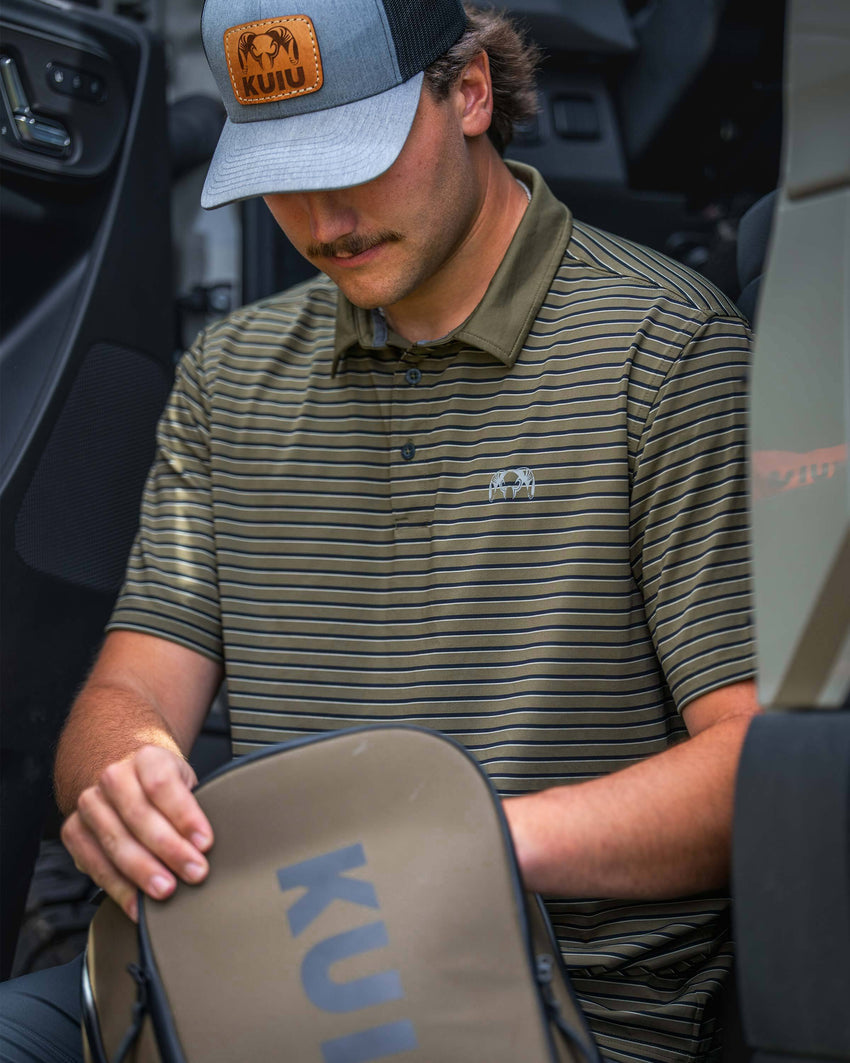 KUIU Performance Polo Stripe | Evergreen Stripe