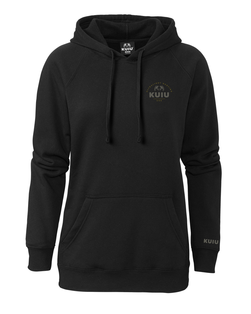 KUIU Women's Stacked Chest Logo Hoodie | Black