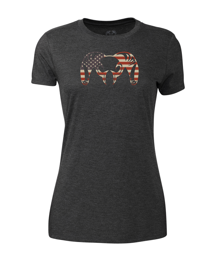 Women's Solid Patriotic Ram T-Shirt | Charcoal