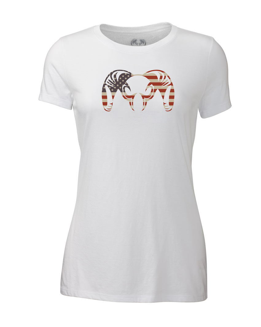 Women's Solid Patriotic Ram T-Shirt | White