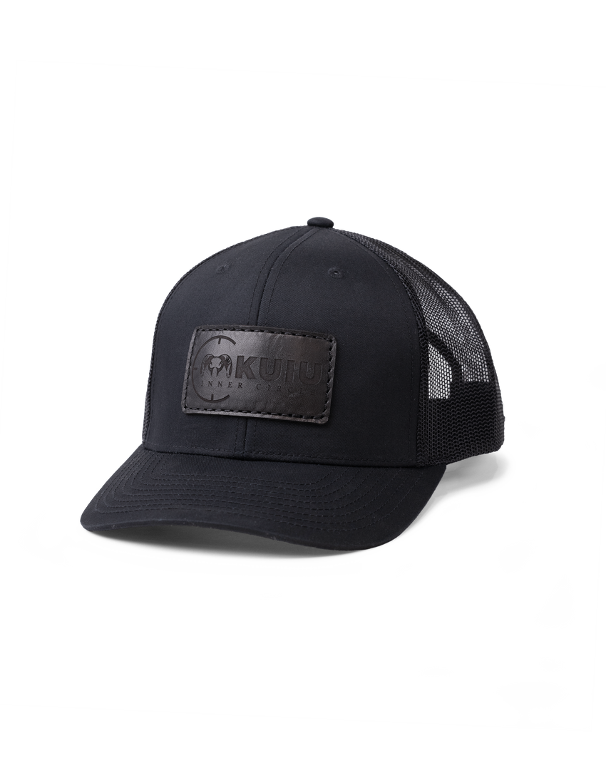 Inner Circle Leather Patch Hat | Black/Black